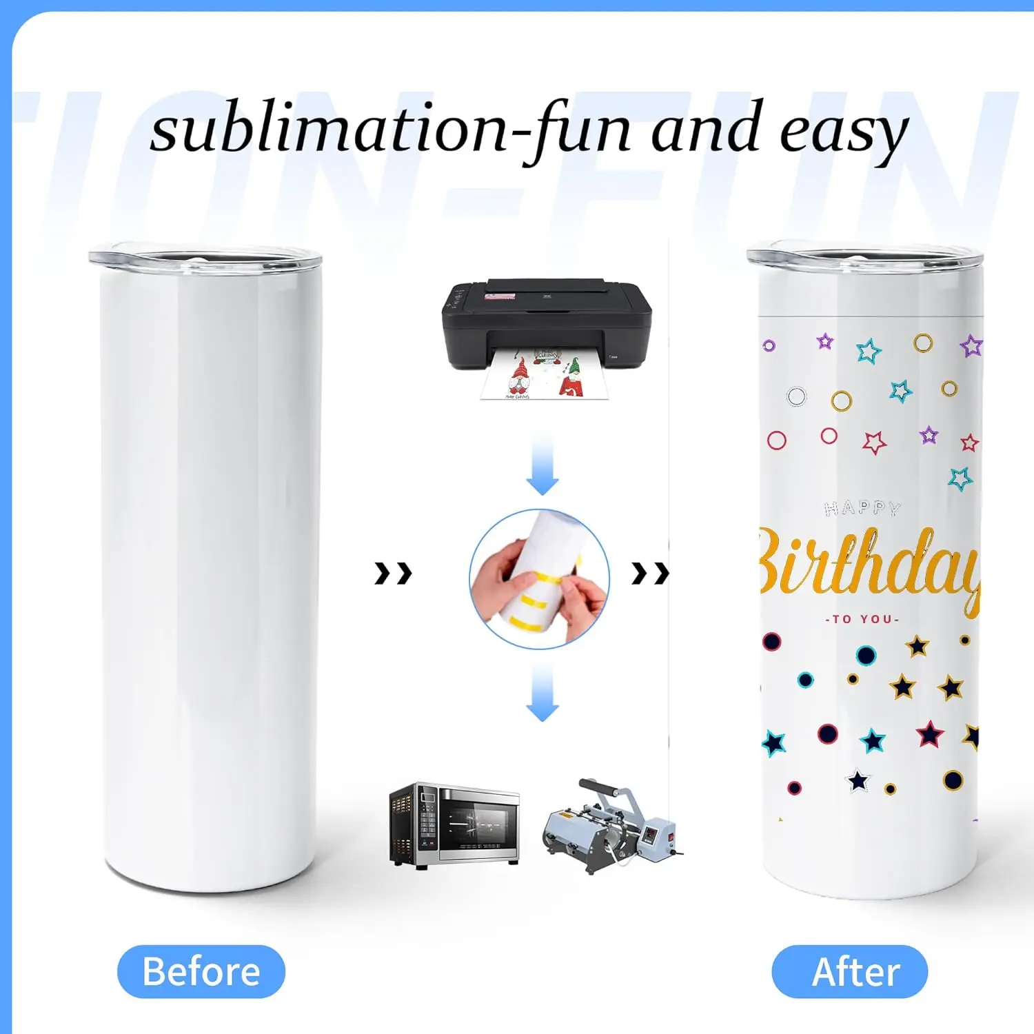 Sublimation Tumblers Blank Straight Skinny Tumbler with Straw, Individually Boxed Sublimation Tumbler Cups Wholesale Blank