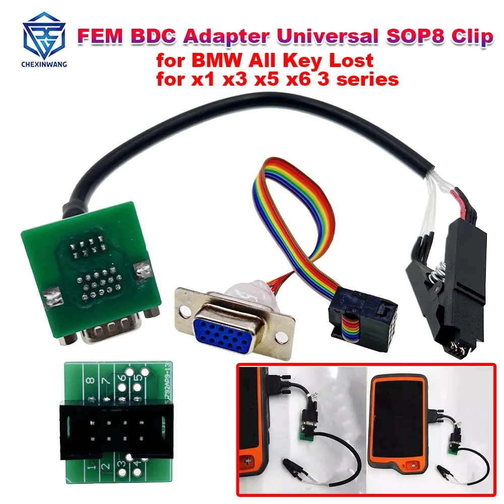 FEM BDC Adapter Universal SOP8 Clip for Xhorse Key Tool Plus VVDI PROG CGDI ACDP for BMW x1 x3 x5 x6 3 series Key Lost  Program