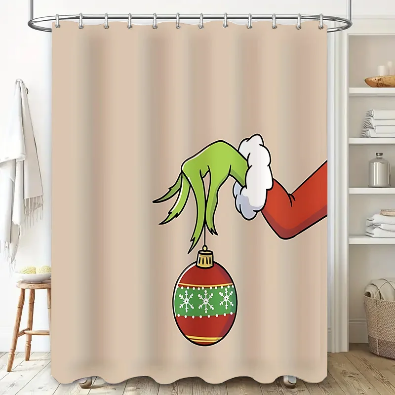 

Креативная рождественская занавеска для душа с украшением в руках - уникальное праздничное украшение, водонепроницаемая, прочная, не прозрачная