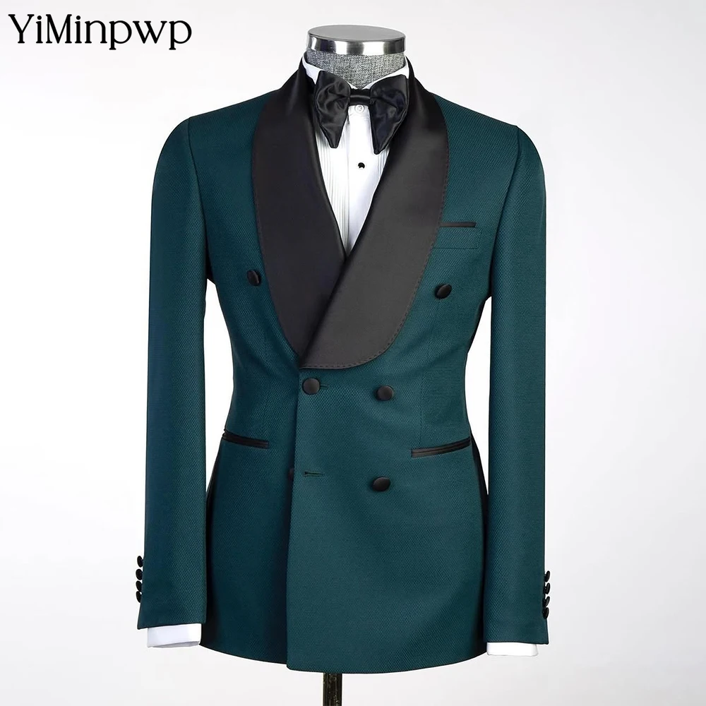 

High Men's Double - Breasted Tuxedo Jacket Satin Lapel Formal Blazer for Wedding Mens Suit Groom Wedding Dress Party Suits