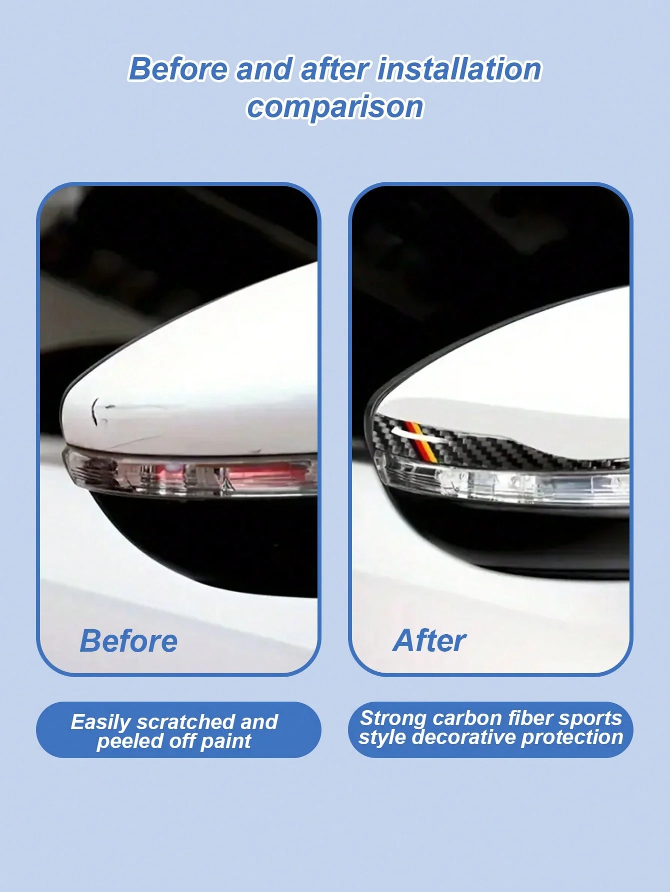 2Pcs Carbon Fiber Side Mirror Protector Decal, Genuine Carbon Fiber Woven Texture, Scratch/Impact-Resistant, Universal for Rearv