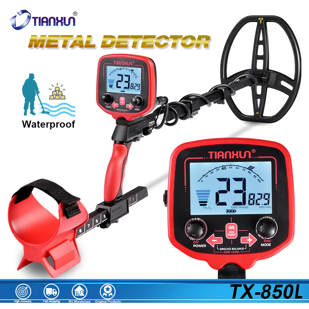 

TX-850L Metal Detector Professional Underground Depth Metal Detector High Sensitivity Gold Treasure Hunter backLight Pinpointer