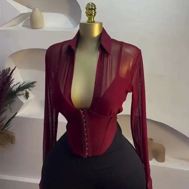 Waist Shirts Woman Dress Sexy Dresses For Women Bodycon Corset Mini Tight Coquette Deep V-neck Shirts Sleeve Night Club