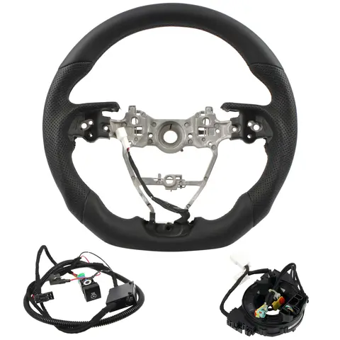 토요타 RAV4 2019-2024, 캠리 2018-2023 가죽 스티어링 휠 교체 부품 블랙 자동차 액세서리 (열선 기능 포함)