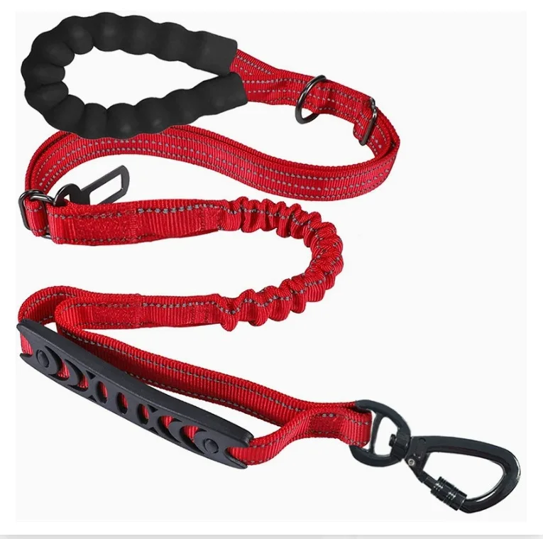 Reflective Shock Absorbing Pet Leashes with Car Seatbelt，Medium and Large Dog Tactical Safety Leash，Explosion-proof Dog Leash
