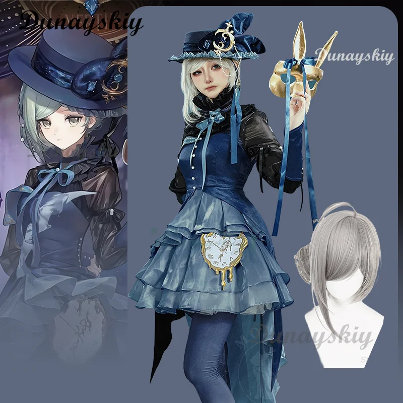 

Vertin длинноухий часовщик синее платье Лолиты аксессуары для парика реверс игры: 1999 полный комплект Хэллоуин вечерние женский наряд карнавал