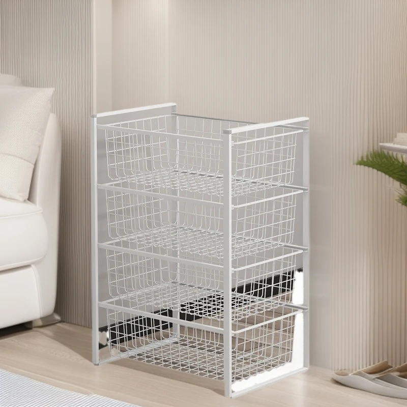 Four-layer metal storage basket Nordic style storage basket Wrought iron multi-functional multi-layer shelf storage floor type