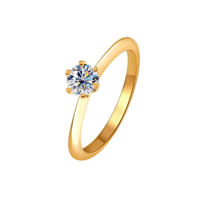 Smyoue 0,5 CT D-Farbe-Moissanit-Diamantring für Damen, rund, Brillantschliff, funkelnder Hochzeit, Solitär-Band, 925er Sterlingsilber