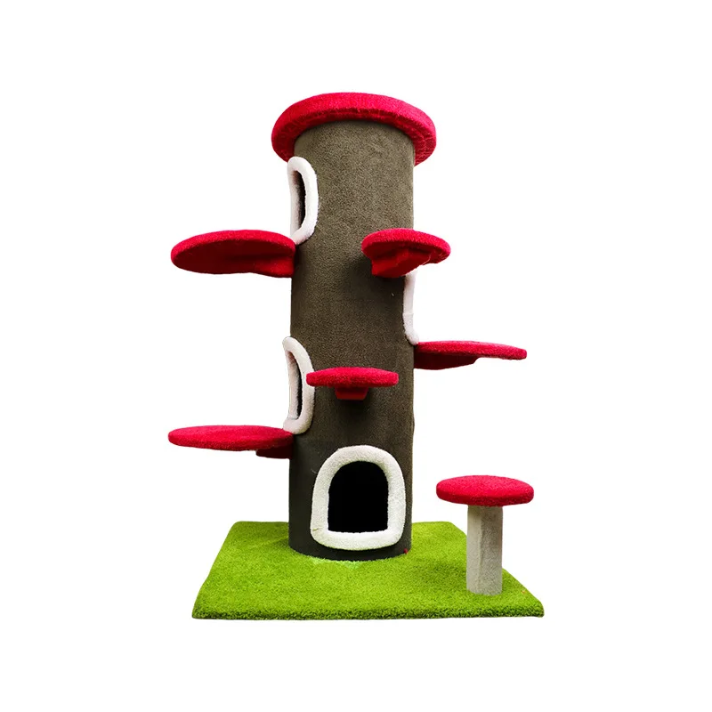 Manufacturer wholesale giant mushroom cat climbing frame mushroom pier cat nest solid wood integrated cat jumping platform