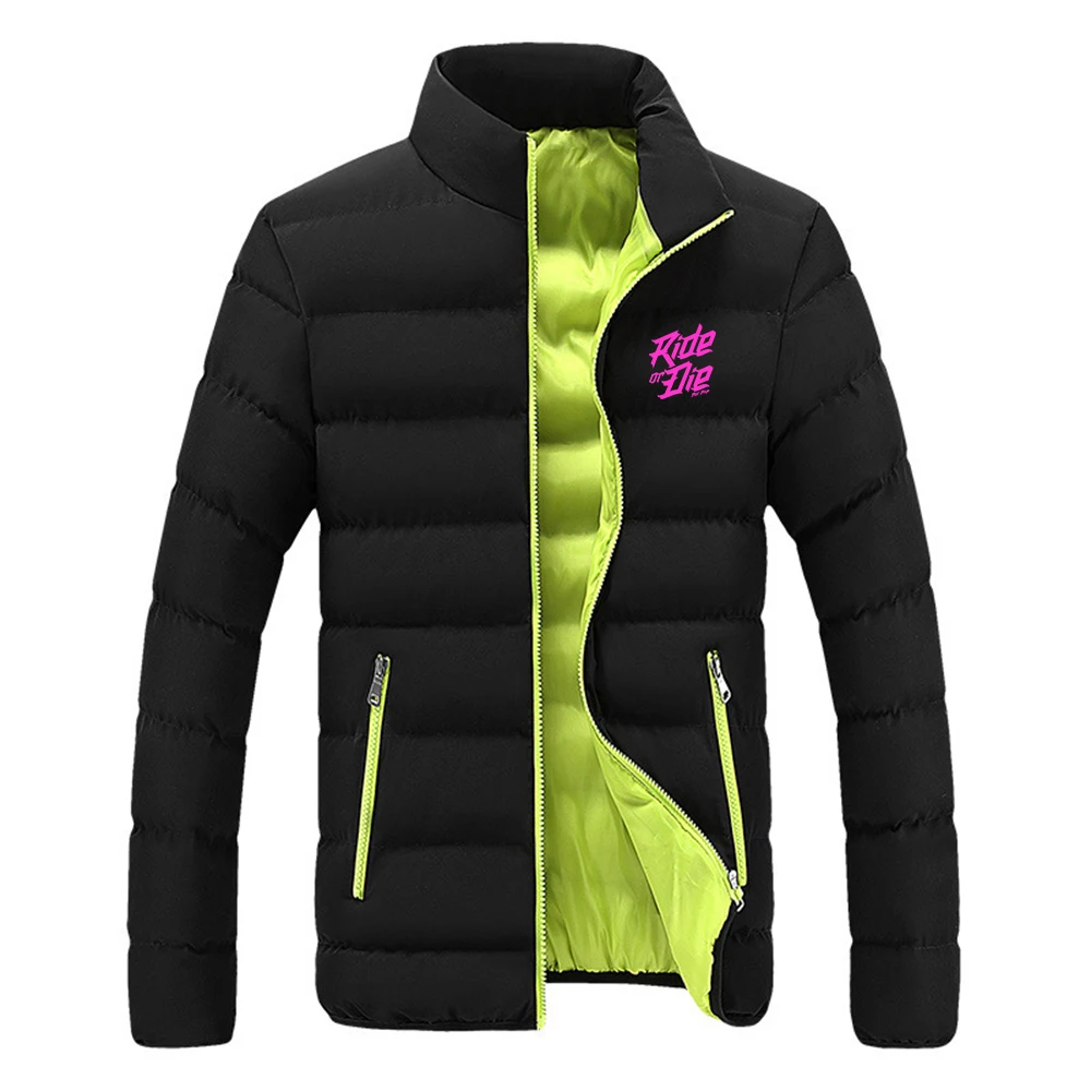 Winter Outdoor Men's Clothing Causal Jacket Ride or die bike Logo Print Warm Windproof Camping Lightweight Jacket Coat view 5