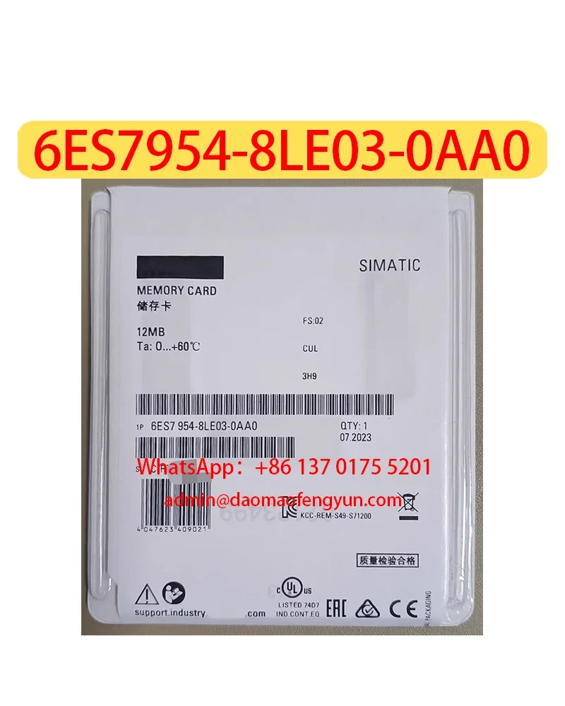 

6ES7954-8LE03-0AA0 Brand New 12MB Memory Card，6ES7954 8LE03 0AA0，Fast shipping
