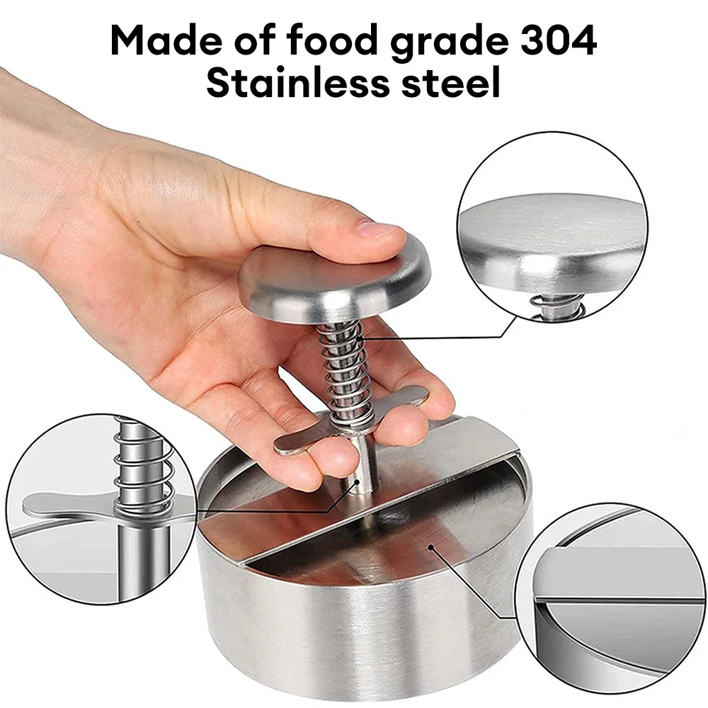 304 Stainless Steel Hamburger Press Non-Stick Adjustable Burger Patty Maker Patty Making Mold for Beef Kitchen Cooking Tools