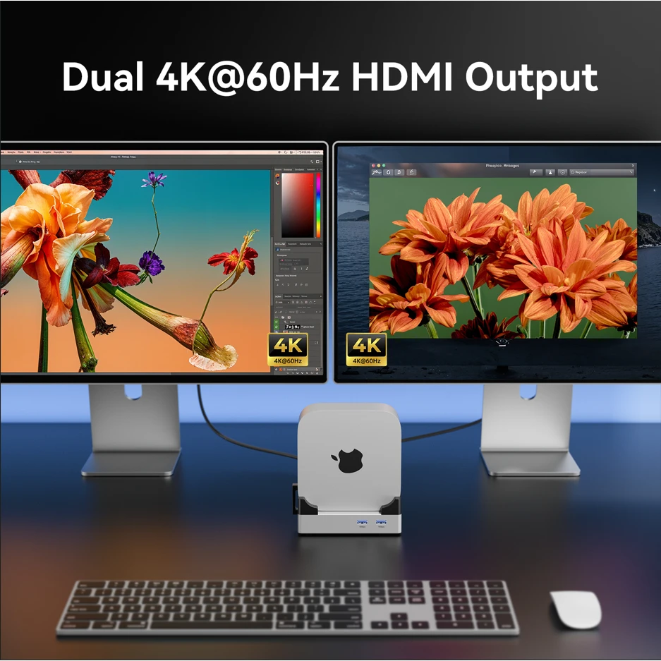 ACASIS Mac Mini M4 Dock & Stand 40Gpbs 8-IN-1 Docking Station USB-C Hub With Thunderbolt 4/3 M.2 NVMe SSD Case 4K 60HZ TF/SD