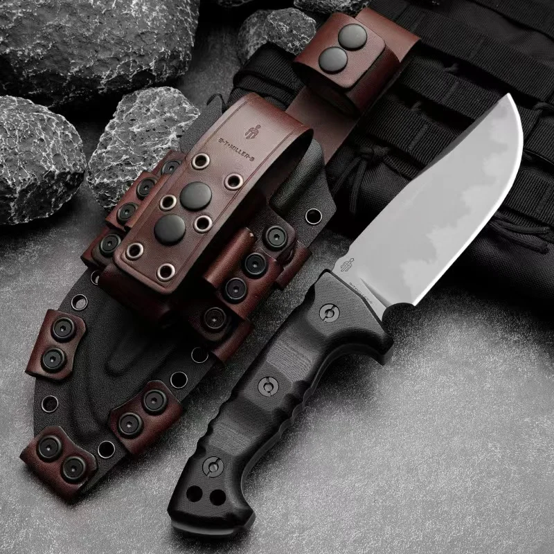 1pc Heavy Duty Outdoor Hunting Knife, High Hardness Camping Knife, Fixed Blade Military Rescue Knife, Hiking Survival Knife