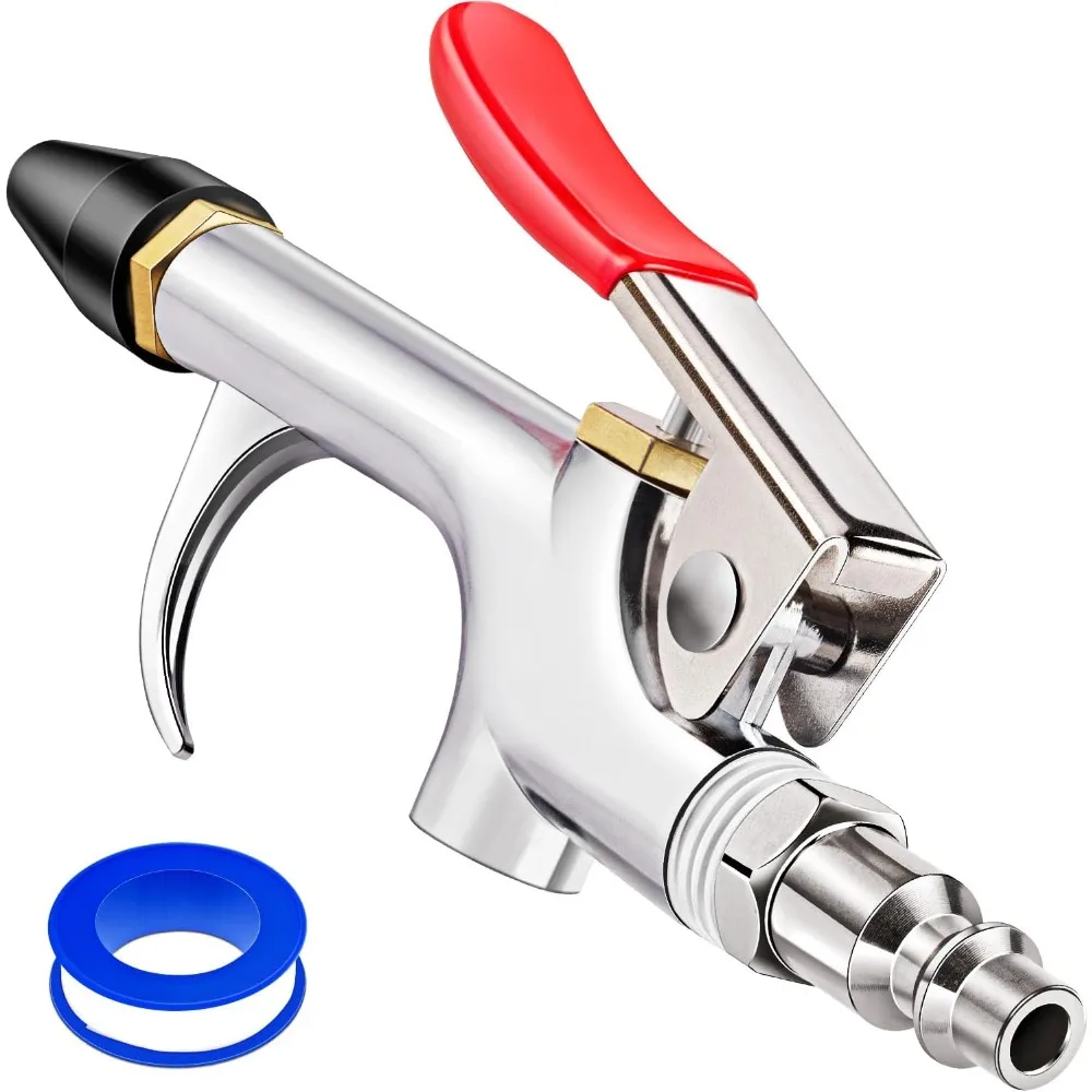 Air Blow Gun Set W/ Rubber Tip 2-Way Nozzle 1/4' Quick Plug Compressor Blower Dust Cleaner