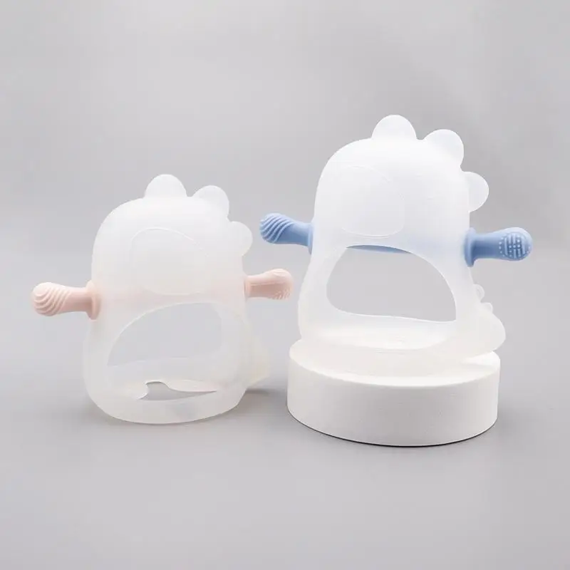 F62D Fashion Dinosaur Teether Baby Cartoon Animals Baby Teether BPA Silicone Teether DIY Teething Toy for Babies Infant