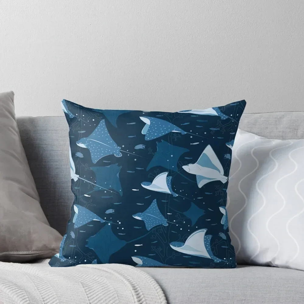

Flying stingrays blue Throw Pillow New year pillow cover luxury Elastic Cover For Sofa pillow