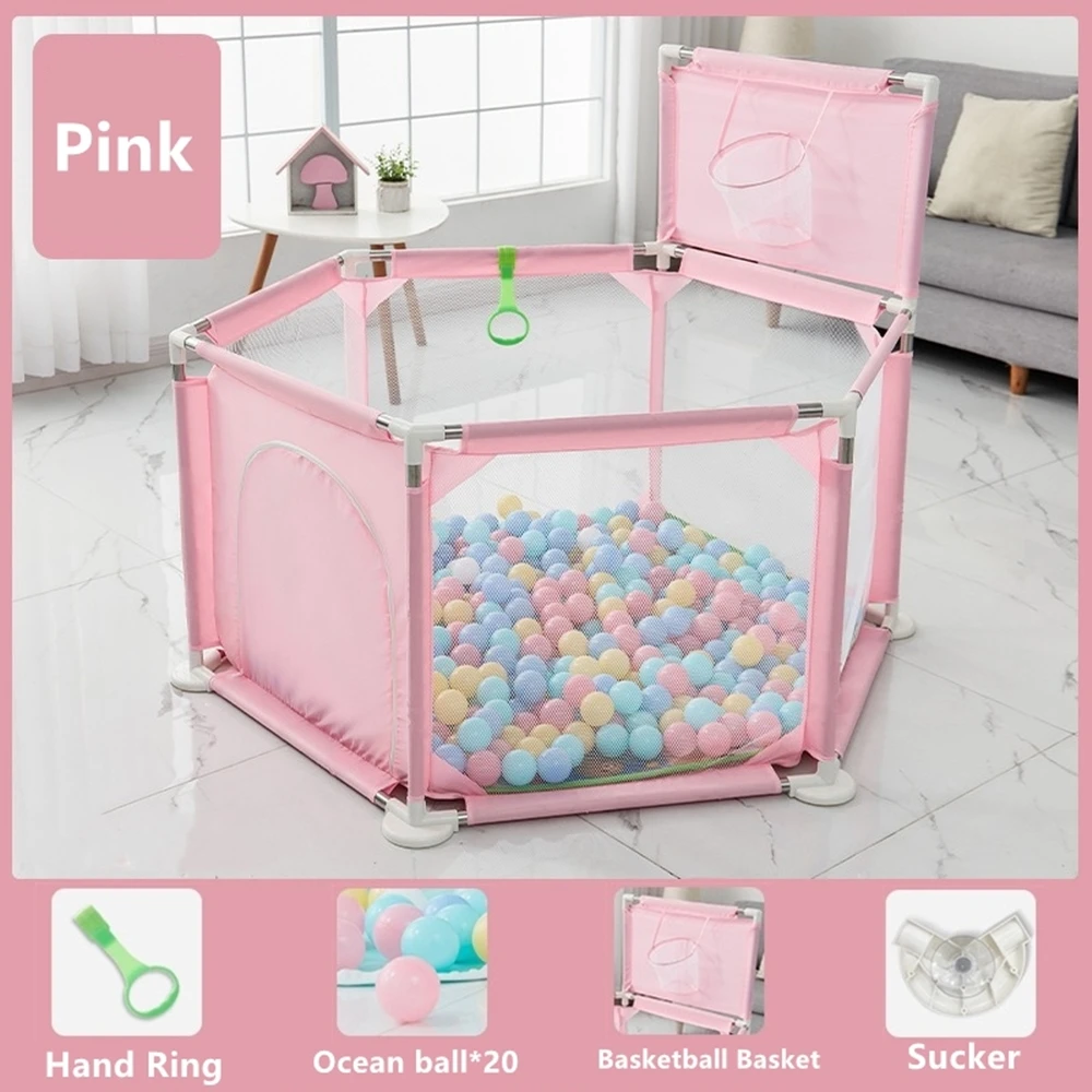 Baby Playpen Safe Anti-Fall Play Yard with Gates Baby Fence Breathable Mesh Child Safety Barrier Fence Ball Box Game Playpen