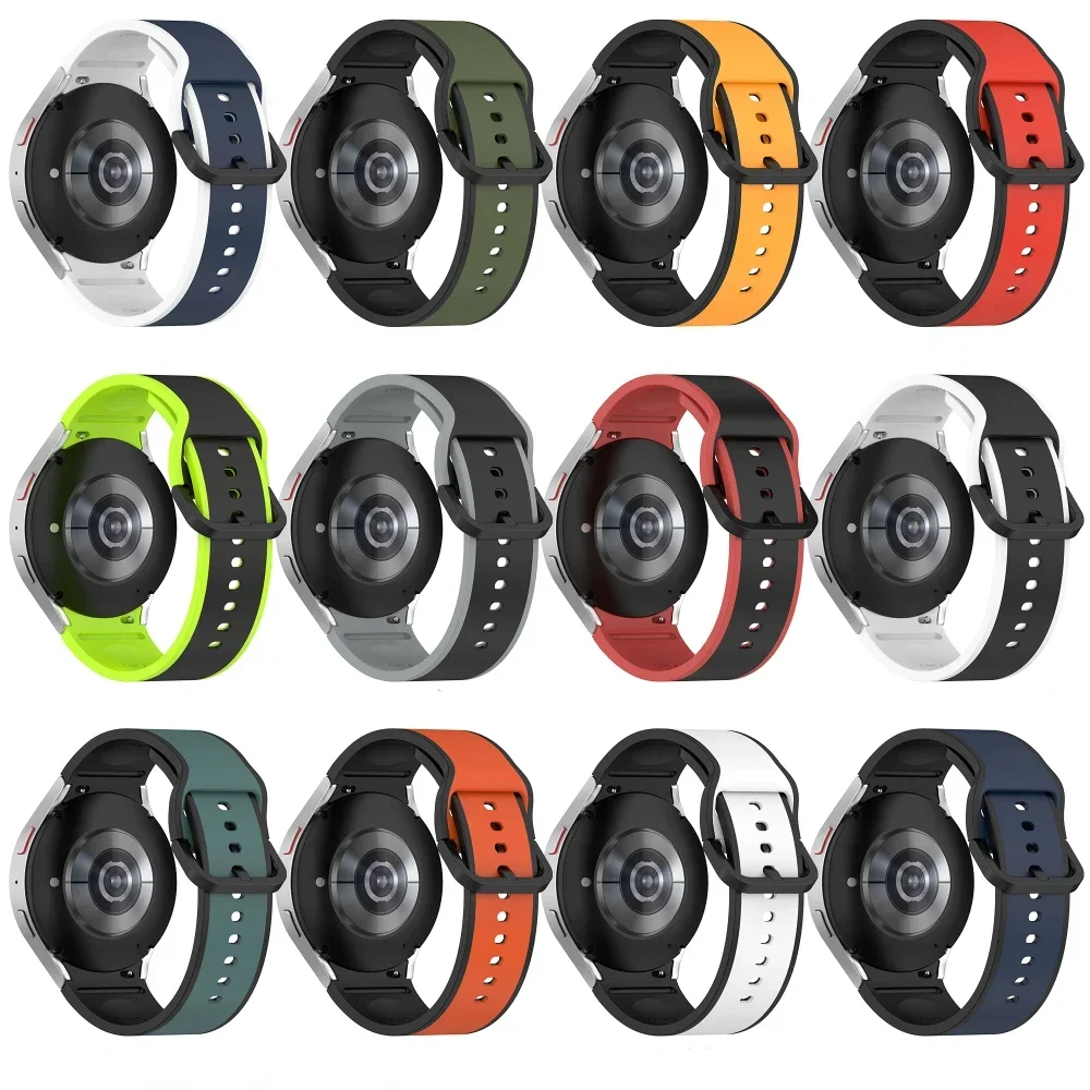Sports Silicone Strap For Samsung Galaxy Watch 7 6 5 4 40/44mm 5Pro 45mm Two-tone Comfortable Bracelet Watch 6 Classic 47/43mm