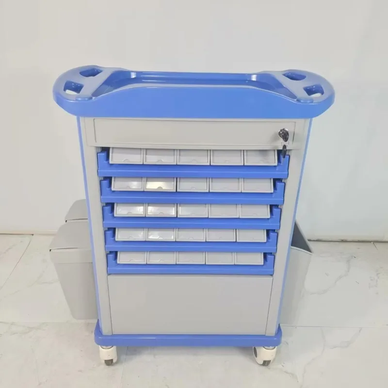 Medical double-sided drawer medicine cart with hospital furniture that can freely separate plastic drawers