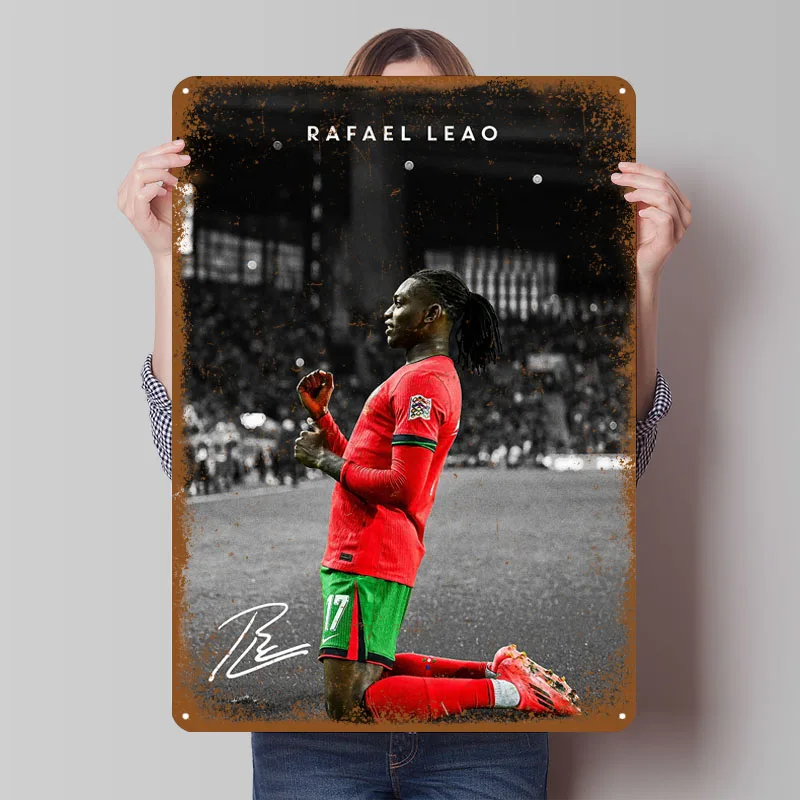 Rafael Leao Metal Signs Sport Poster Vintage Interior Decoration Custom Tinplate Sign for Wall Art Decoration Art of Murals Room