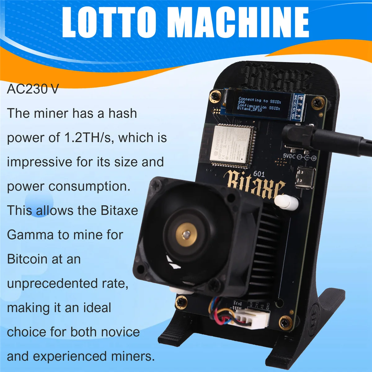 X09ABitaxe Gamma 601 Solo Miner 1.2TH/S 18W BM1370 Asic Chip من Antminer S21 Pro Bitcoin BTC Miner مع قوس الولايات المتحدة التوصيل