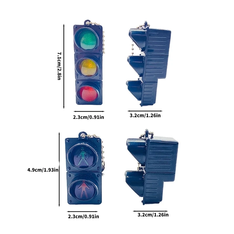 2 قطعة محاكاة إشارة المرور الإلكترونية المفاتيح قلادة صغيرة المشاة ضوء LED الباعثة للضوء لعبة أطفال لعبة المعرفية هدية #5
