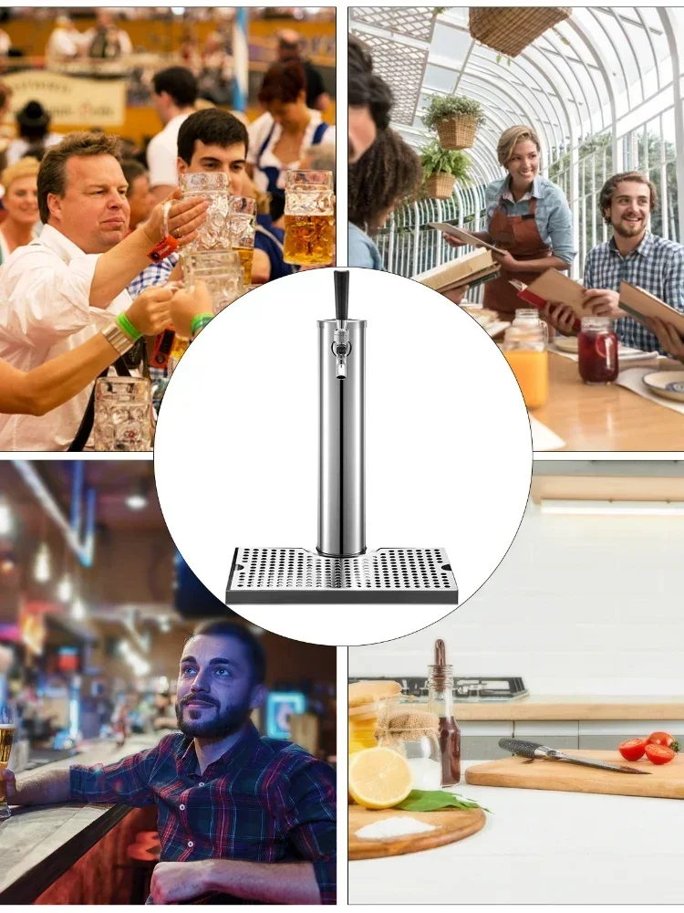 Homebrew Beer Tower One Way Faucet with Drip Tray Stainless Steel Single Tap Column Wine Drink Dispenser Bar Accessories