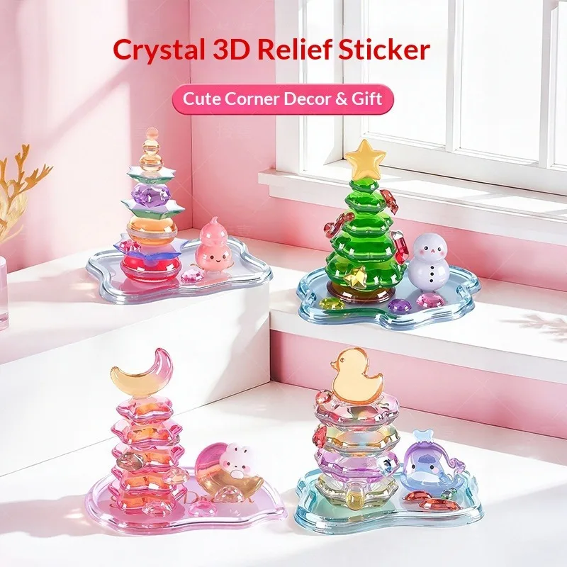 2026-3D Relief Stacking Stickers DIY Cute Corner Creature Crystal Ornaments Creative Handmade Crafts Decoration Gifts