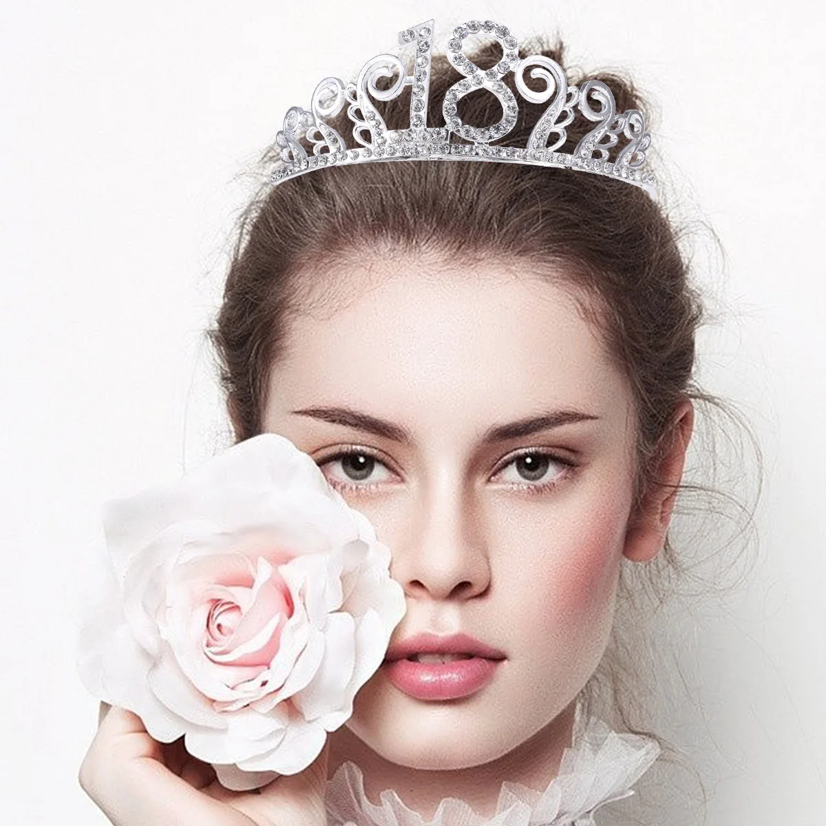 

18 Rhinestone Crown Hair Comb Birthday Sash Party Decoration Head Accessory Tiara Queen Crown Lightweight Durable Crystal Party