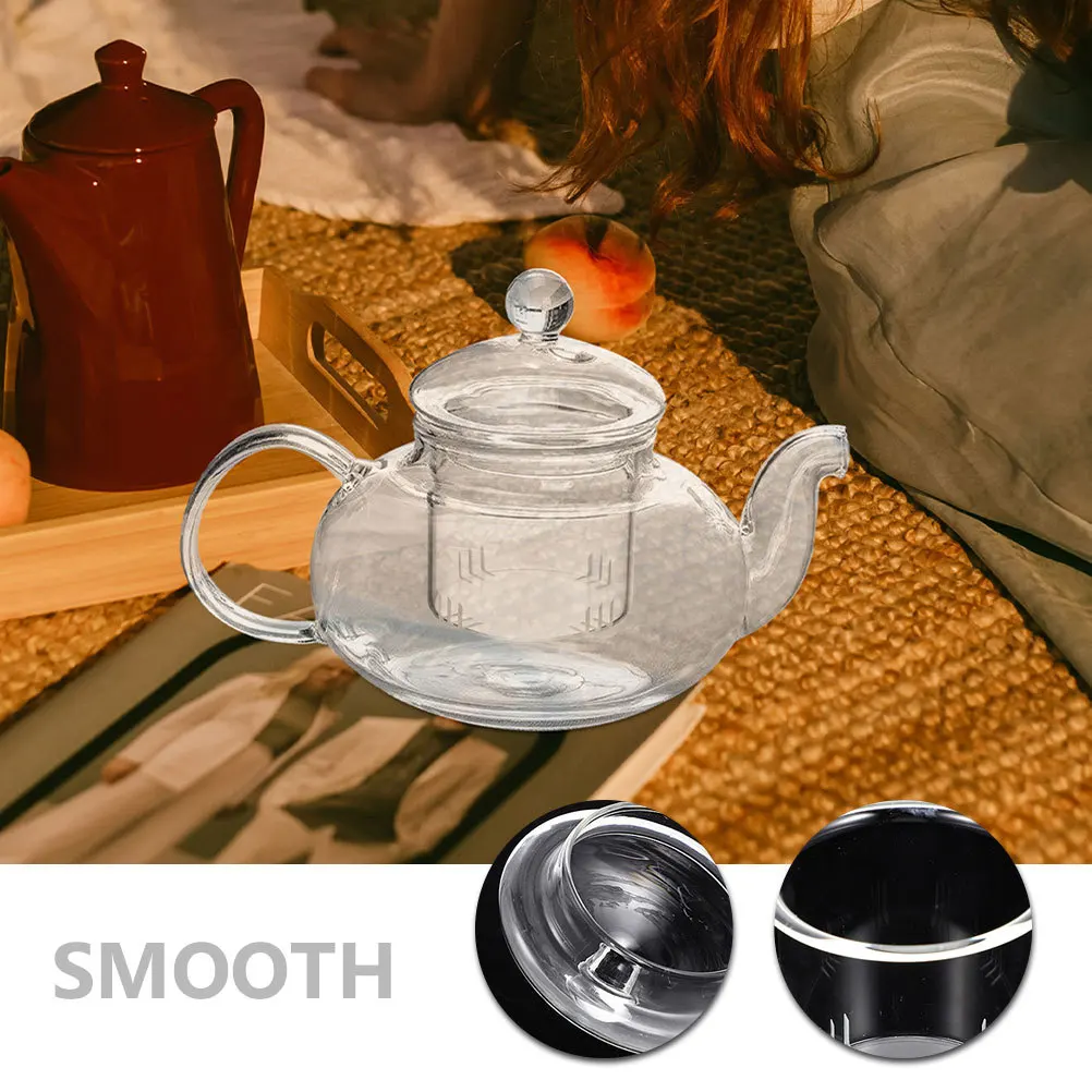 

Glass Tea Pot Strainer 400ml Lidded Infuser Accessories Heat-Resistant Precise Filter Mesh Easy to Clean