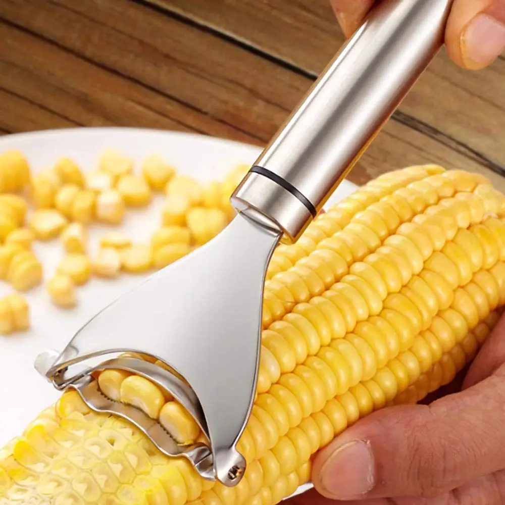 Home Y-Shaped Corn Peeler - Stainless Steel Fast Kernel Remover 3 Seconds Per Corn Kitchen Corn Shelling Lazy Tool image 2