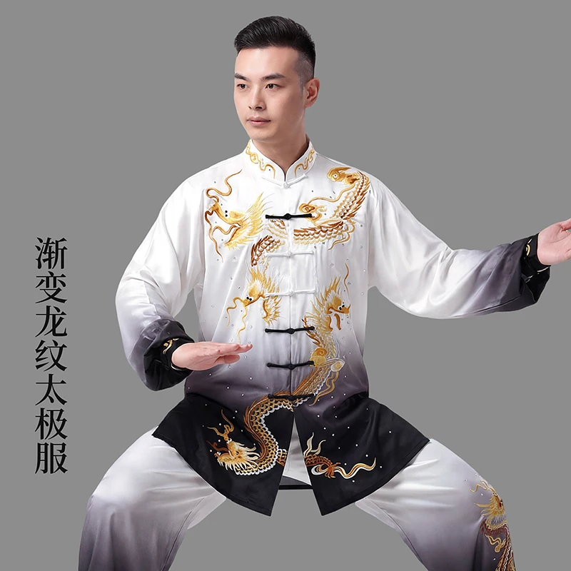 Women's Unisex Tai Chi Suit Dragon Embroidery Martial Arts Baduanjin Performance & Competition Training Wear
