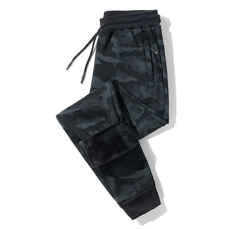 Pantalones de chándal gruesos de lana de camuflaje para hombre, pantalones casuales sueltos de talla grande, alta calidad, tendencia de moda, otoño e invierno, 2024