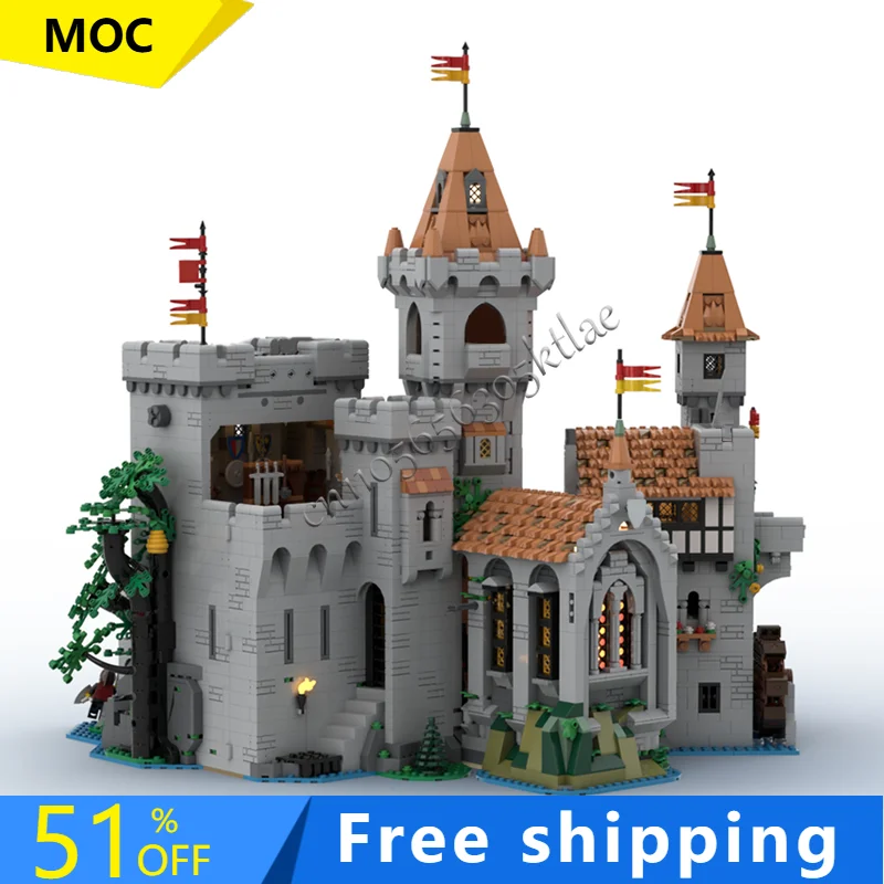 

HOT 2687 PCS Lion Knight's Tower Castle Modular Building Blocks Retro Architecture Model Display Toy Kids Assembly Birthday Gift