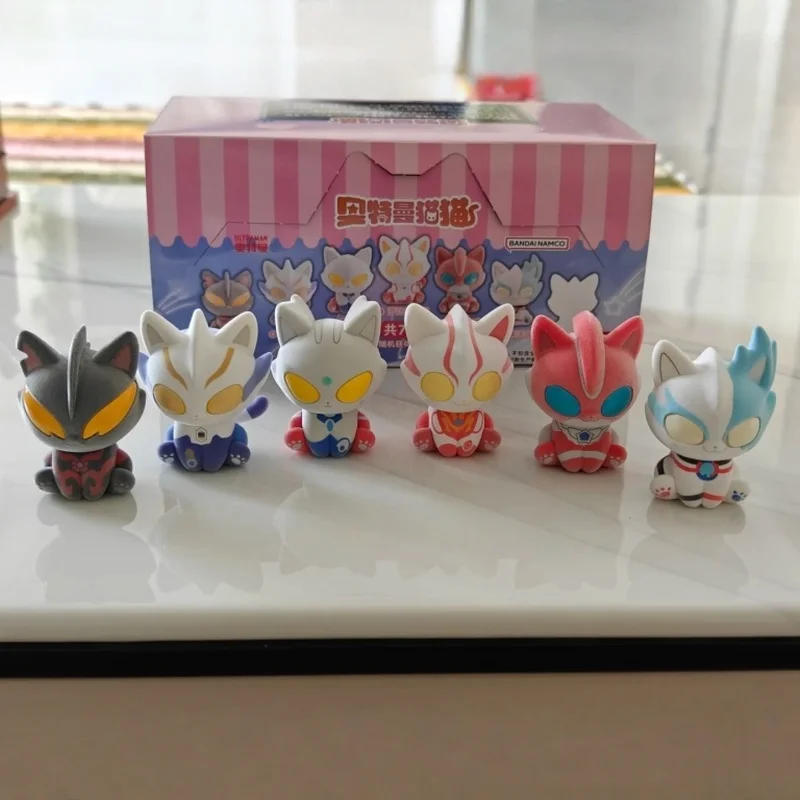 

Bandai Original In-Stock Ultraman Cat Cute Sitting Series Blind Box Zero Belia Figurine Ornament Doll Model Collectible Toy Gift