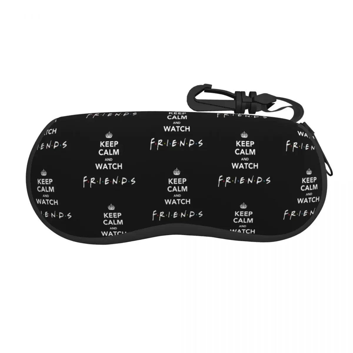 Neoprene Zipper Sunglasses Case, mantenha a calma e assista amigos, caixa protetora para óculos, citação TV Show Shell, citação engraçada