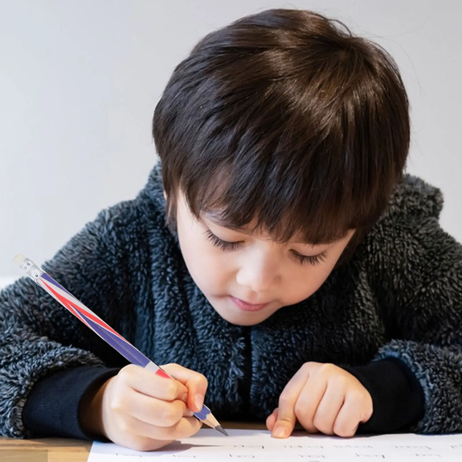 

60Pcs Colored Pattern Pencils England Flag Wooden Sketching Writing Drafting Bulk Solid Color Lead Pencils With Eraser Schools