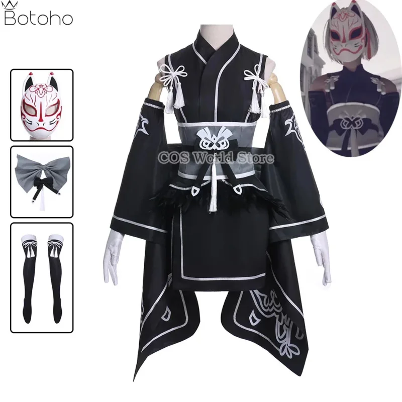 

Game 2B Cosplay NieR:Automata Cosplay Kimono Fox Mask Outfit YoRHa No. 2 Type B Dress Women Sexy Uniform Halloween Party Clothes