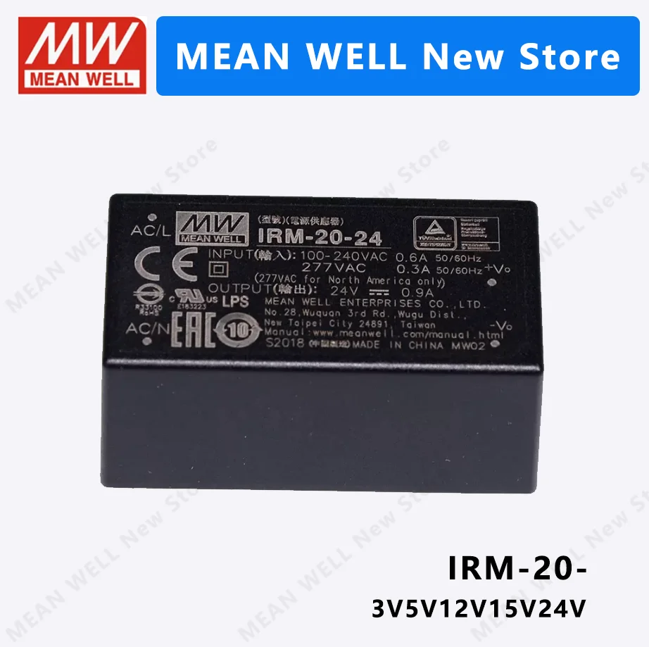 MEAN WELL IRM-20 IRM-20-3.3 IRM-20-5 IRM-20-12 IRM-20-15 IRM-20-24 MEANWELL IRM 20 20W  Power Supply