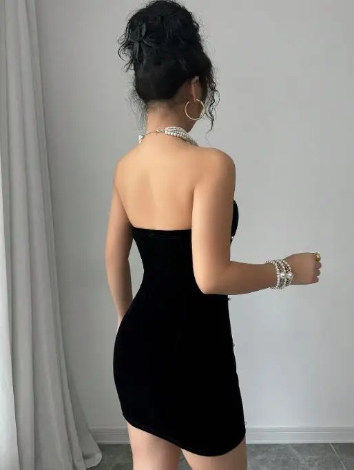 

Dress 2025 Summer Fashion Latest Hot Selling Sexy Elegant Style Hip-Hugging Dress Sleeveless Off-The-Shoulder Slim Short Dress