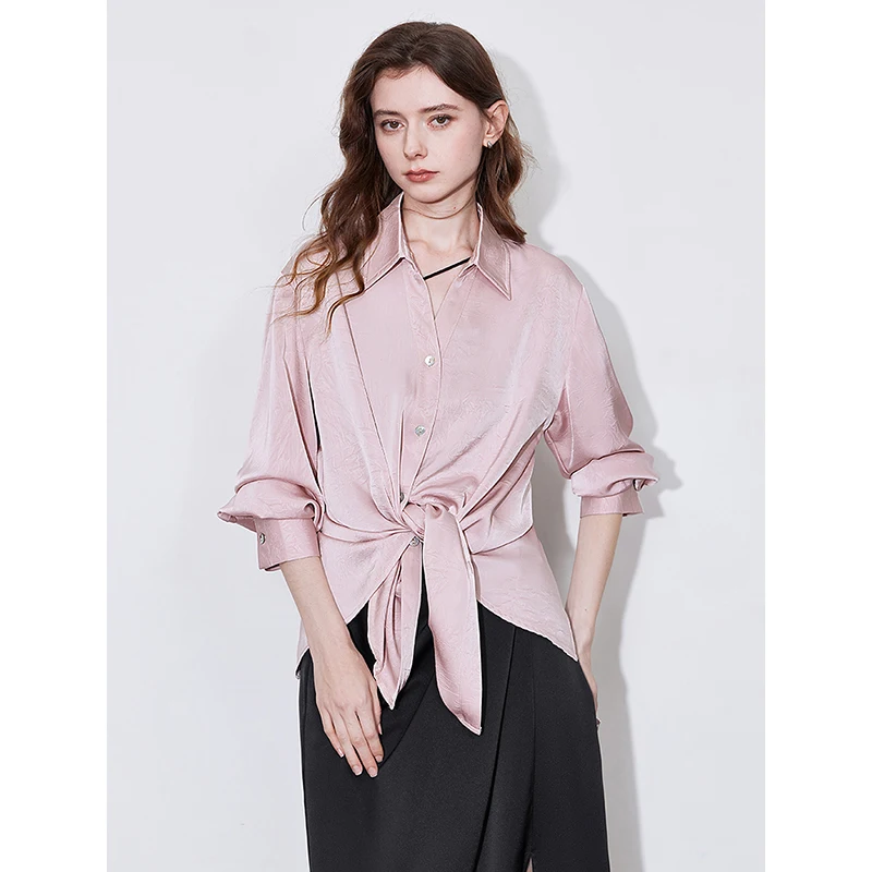 TOYOUTH Women Blouse Shirt 2025 Spring New Style with Rear Split=Light Luxury Age reducing Western Style Top Shirt