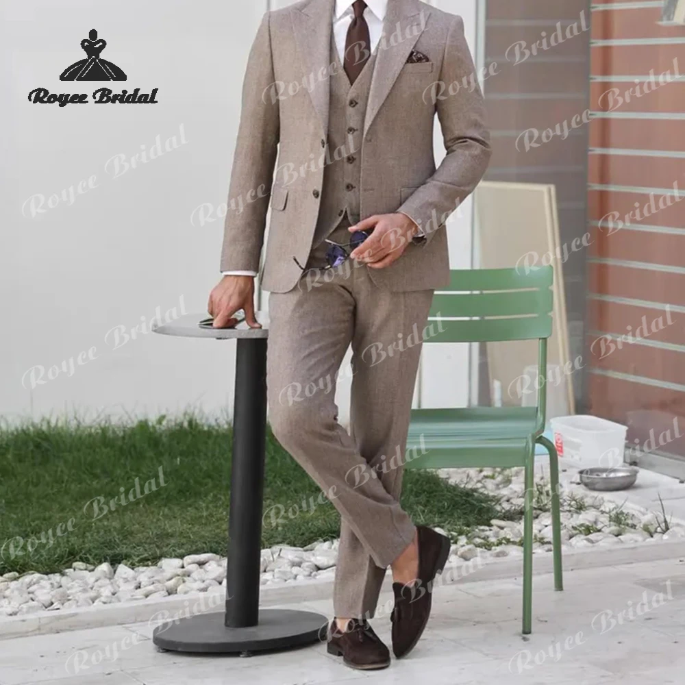 Dreiteilige Hochzeits-Herrenanzüge mit einem Knopf, moderner, schmal geschnittener Blazer, Jacke, Weste, Hose, Abschlussball, Party, Anzüge, Kostüm für Herren