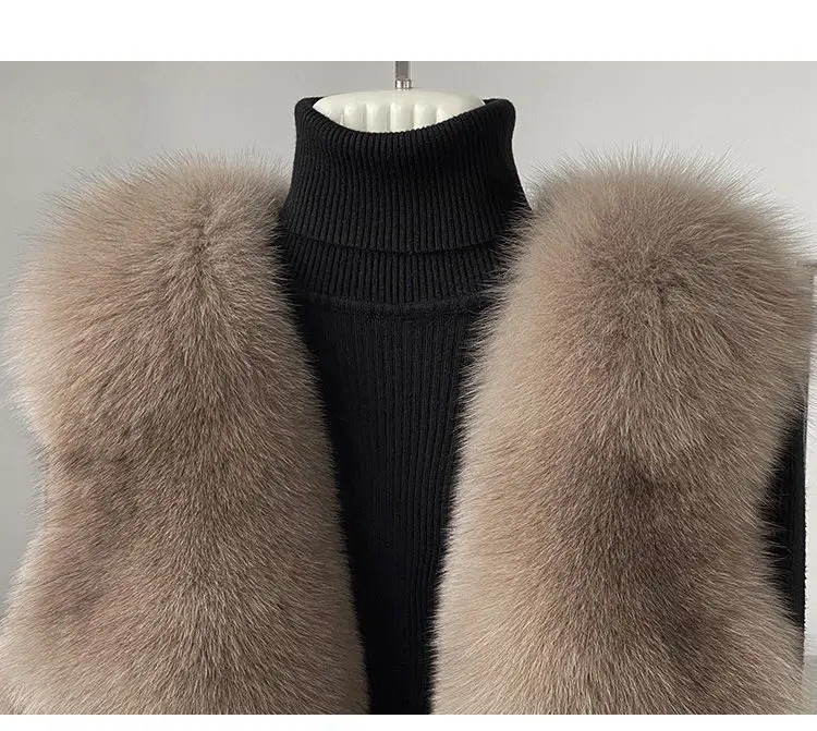 2024 autumn and winter new fox fur vest women's short coat young fur integrated vest winter coat women