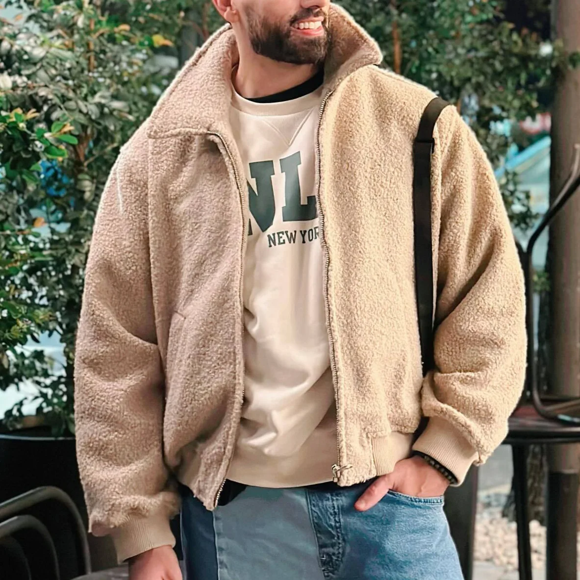 

Зимняя мужская плюшевая куртка, теплая и удобная, повседневная куртка из овечьей шерсти