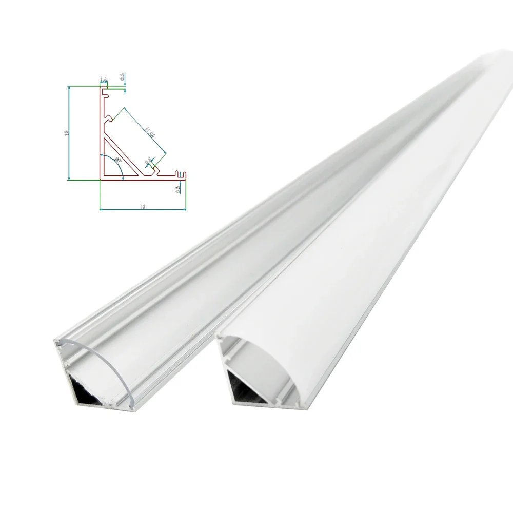Alloggiamento con profilo in alluminio a LED per luci a barra LED da 50 cm, triangolo a forma di 1616 V e 90 gradi, lampada ad angolo Mikly con luce
