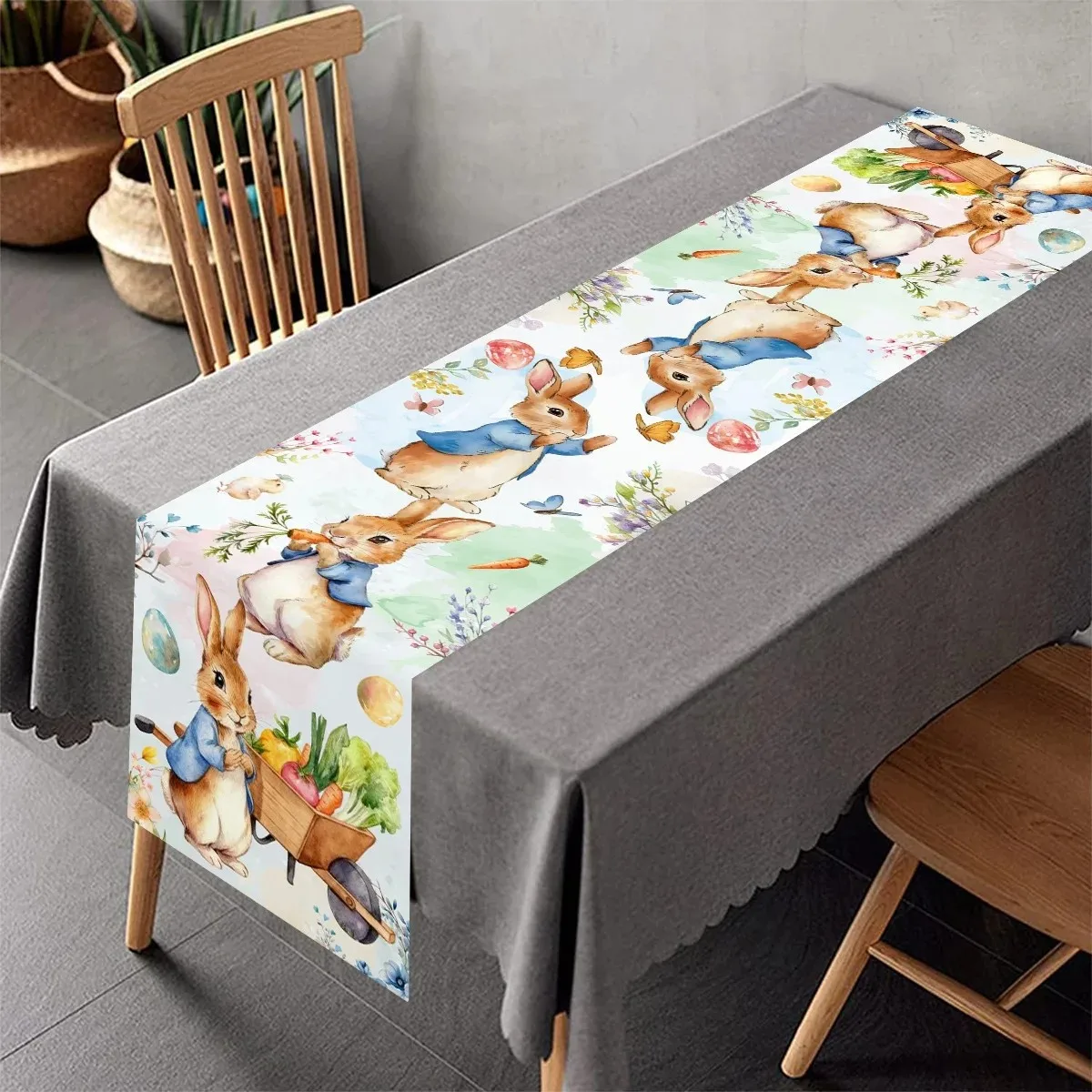VIKAMA Easter Rabbit Tablecloth, Suitable For Home Kitchen Table Decoration, Celebrating Easter And Home Decoration