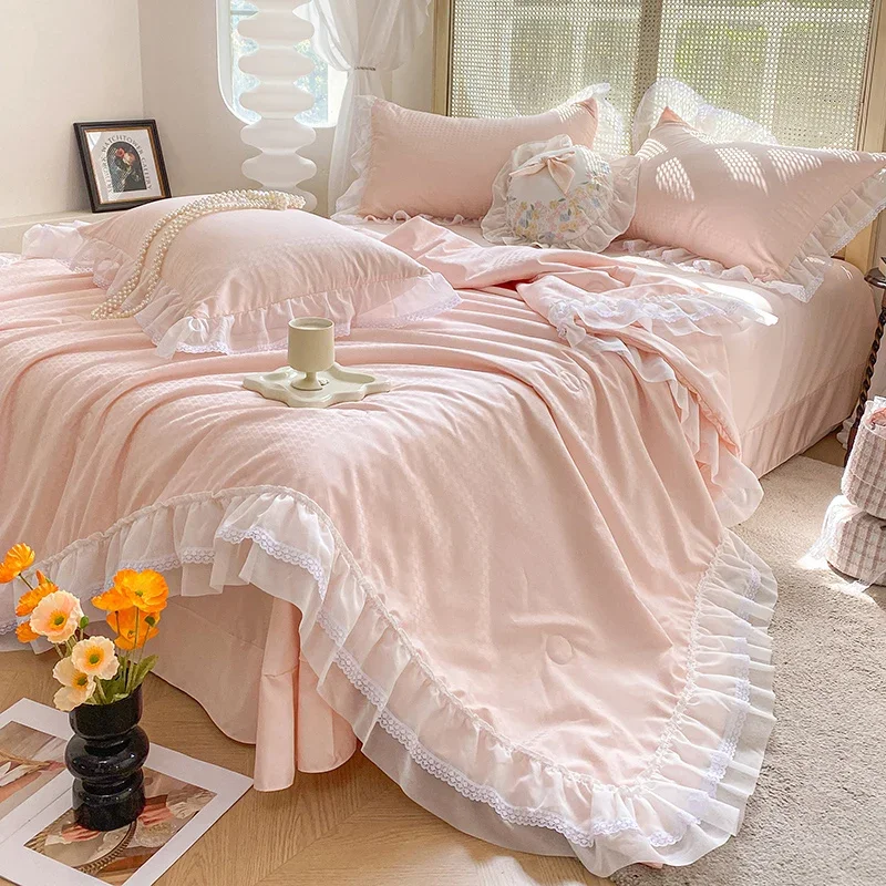 

Luxury Jacquard Duvet Bedding Set Double Bed Comforter Lace home Decor Summer Quilt Bed Blanket Ice Silky Duvets Home Textiles