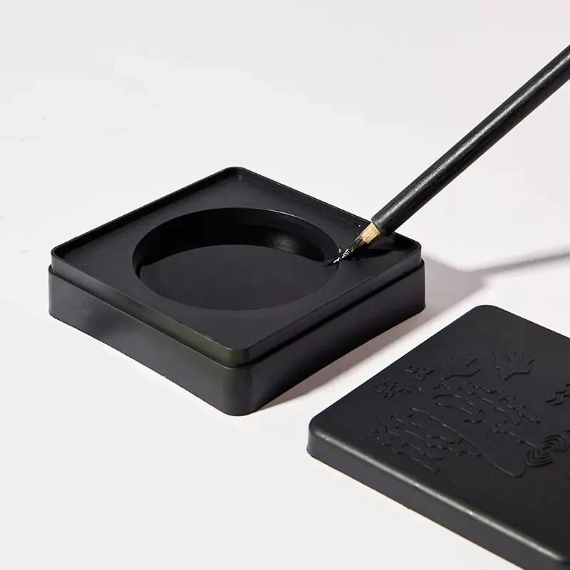 Square Plastic Inkstone Portable Anti Drop Ink Cartridges Chinese Calligraphy Supplies for Calligraphy Learning Brush Painting