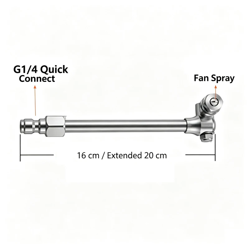 360 ° Schwenkbarer AC-Reinigungsstab mit 25 ° Fächerdüse – 1/4" Schnellanschluss, universell passend, Weitwinkel-Schwenk-Sprühdüse – Detail 6